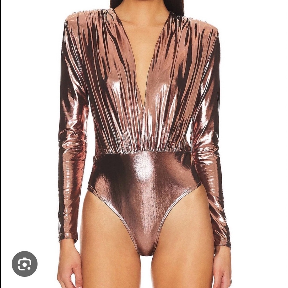 Metallic Long Sleeve bodysuit Line and dot